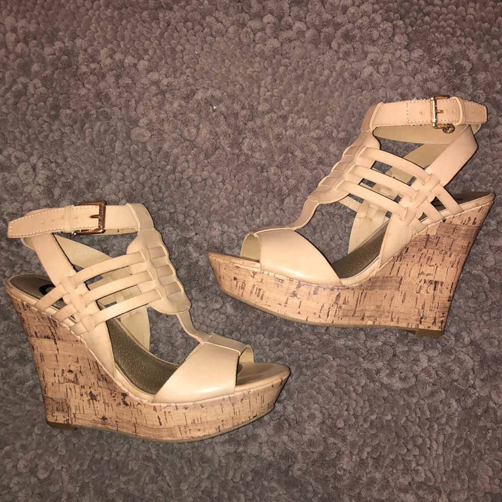 Nude wedge heels